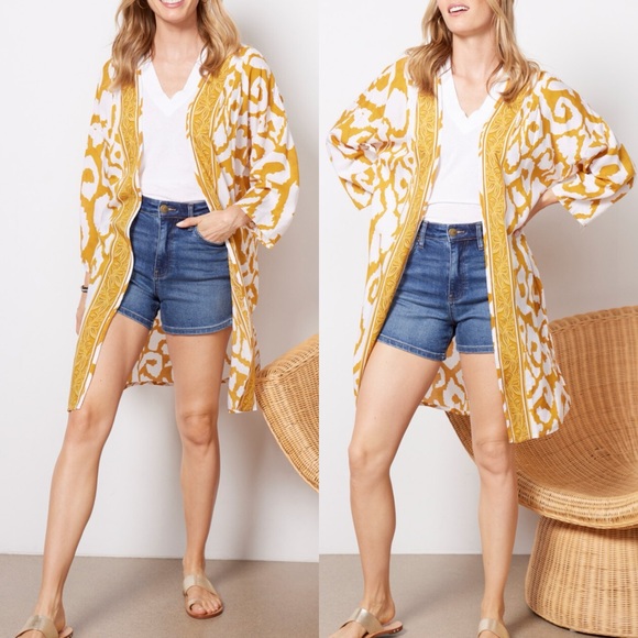 Evereve Tolani Gold Shara Wrap Kimono/Bathing Suit Cover One Size - Picture 15 of 15